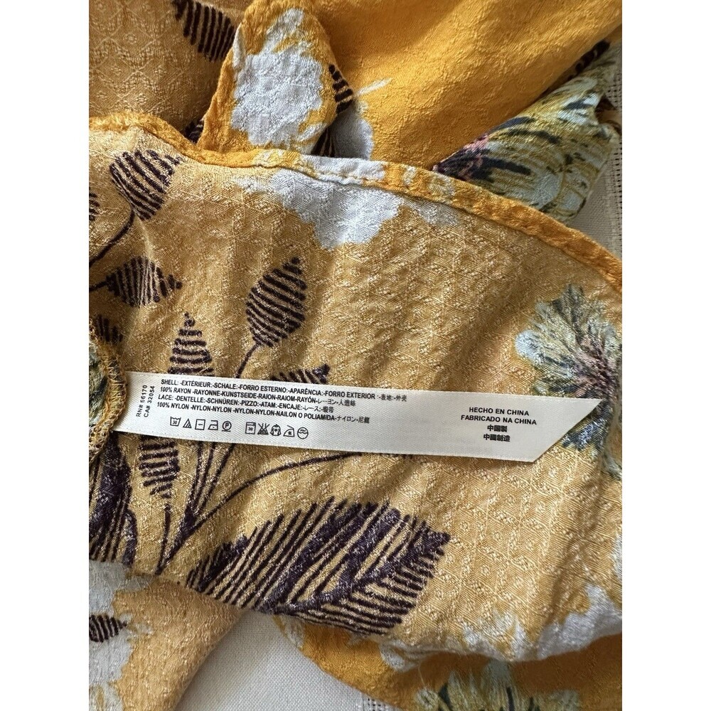 Free People "Marnie" Golden Yellow Floral Short Dress Size S Rayon Boho Floral. - Picture 16 of 16